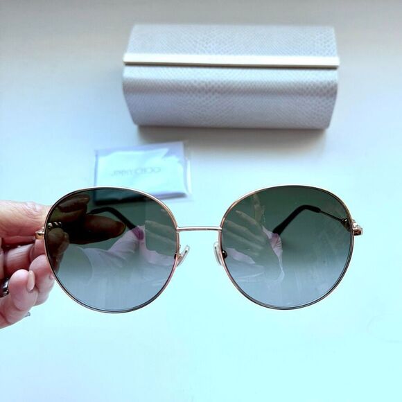NWT Jimmy Choo Birdie/S sunglasses in gold Havana frame and brown gradient lense